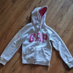 GAP Kids Hoodie in White with Pink Lettering